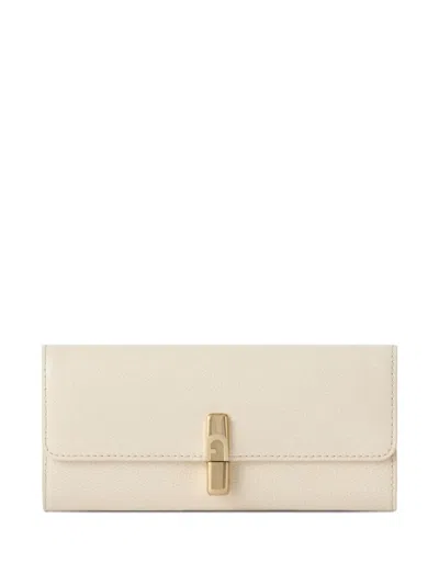 Furla Iride Portafoglio Continental Xl Butter Bianco Pelle Stampata Donna In White