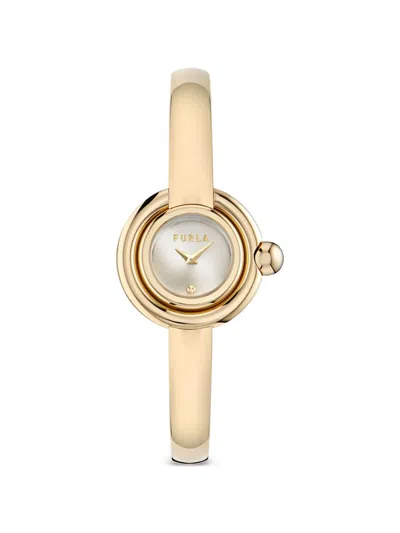 Furla Yellow Case 30mm Watch In Gold