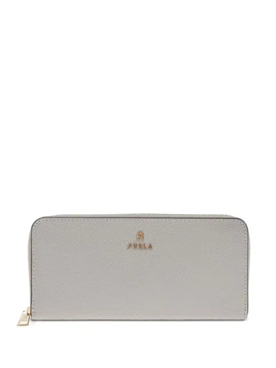 Furla Zip-around Leather Wallet In Gray