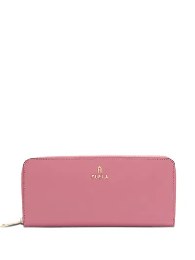 Furla Zip-around Leather Wallet In Pink