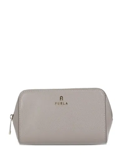 Furla Zip-fastening Leather Make Up Bag In Gray