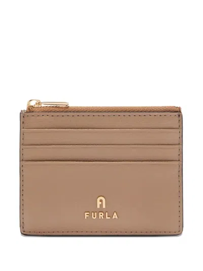 Furla Zip-top Leather Cardholder In Neutral