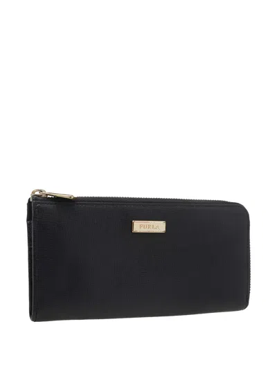 Pre-owned Furla Zip-around Leather Wallet In Black
