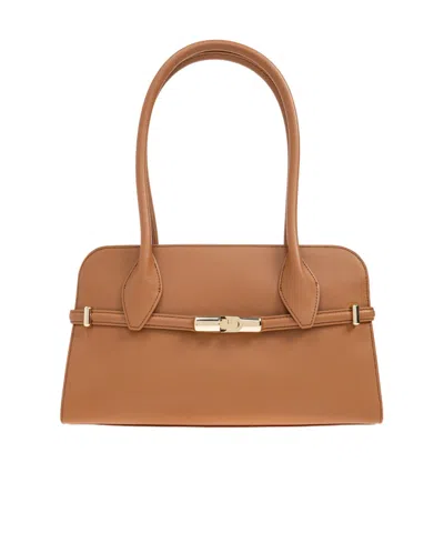 Furla Zippered Shoulder Bag In Brown