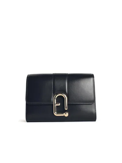 Furla 'urban S' Black Lear Crossbody Bag