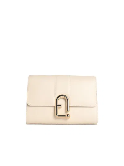 Furla 'urban S' Cream Lear Crossbody Bag In White