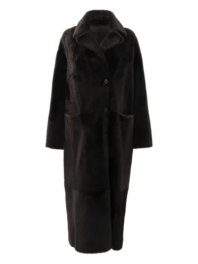 Furling By Giani Button Lambskin Coat In Black
