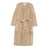 Furling By Giani Belted Single-breasted Sheepskin Coat In Neutral