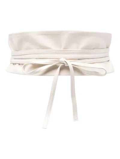 Furling By Giani Leather-panel Self-tie Belt In White