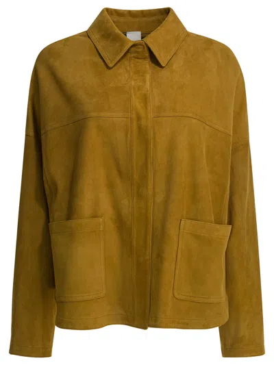 Furling By Giani Suede Patch-pocket Jacket In Brown