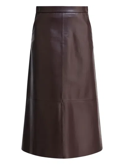 Furling By Giani Leather Panelled Skirt In Brown