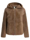 Furling By Giani Reversible Zip-up Fur Jacket In Brown