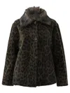 Furling By Giani Reversible Short Coat In Shearling In Multi