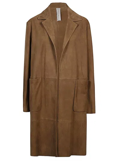Furling By Giani Suede Midi Coat In Grey