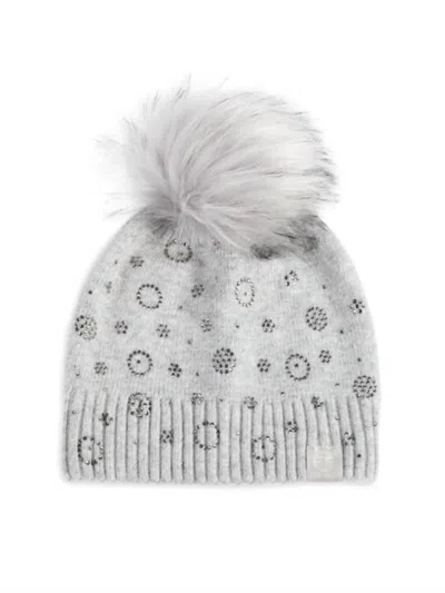 Furlux Women's Faux Fur Pom Cashmere Blend Beanie In Gray