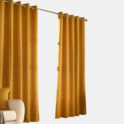 Furn Ellis Ringtop Eyelet Curtains (ochre) (90 X 90 In) In Yellow