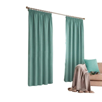 Furn Harrison Pencil Pleat Faux Wool Curtains (pair) In Blue