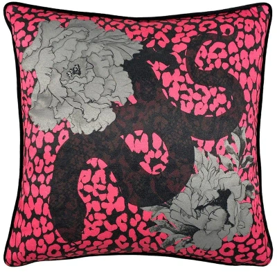 Furn Serpentine Animal Print Throw Pillow Cover In Black