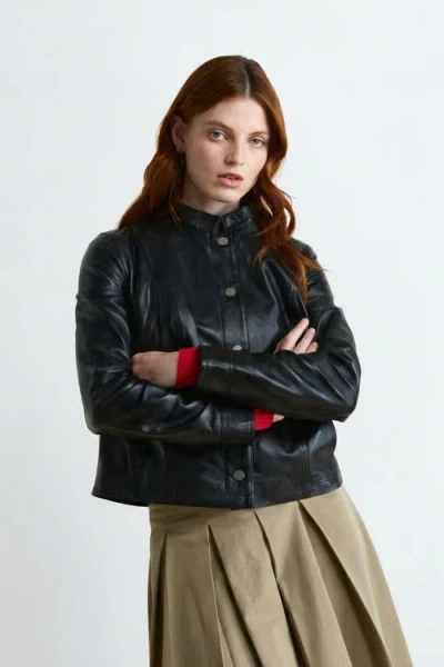 Furniq Uk Amelia Leather Jacket In Black