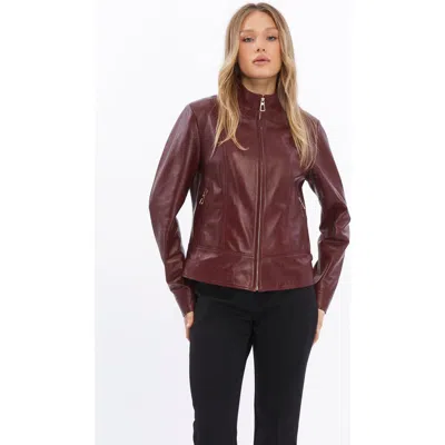 Furniq Uk Blythe Leather Jacket In Burgundy