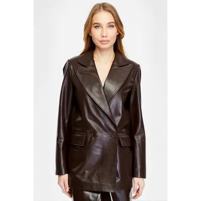Furniq Uk Cassandra Leather Jacket In Brown