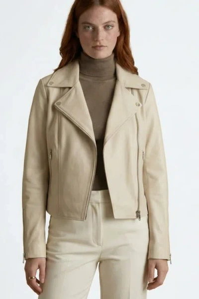 Furniq Uk Charlotte Leather Jacket In Neutral