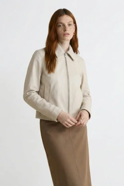 Furniq Uk Chloe Leather Jacket In Neutral