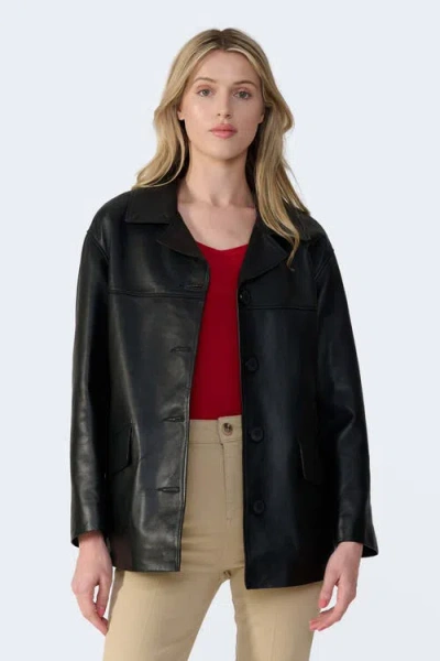Furniq Uk Colette Leather Jacket In Black