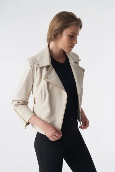 Furniq Uk Cordelia Leather Jacket In Nude