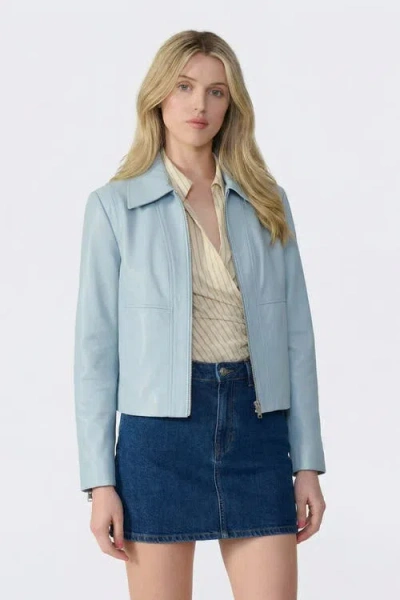 Furniq Uk Daisy Leather Jacket In Blue