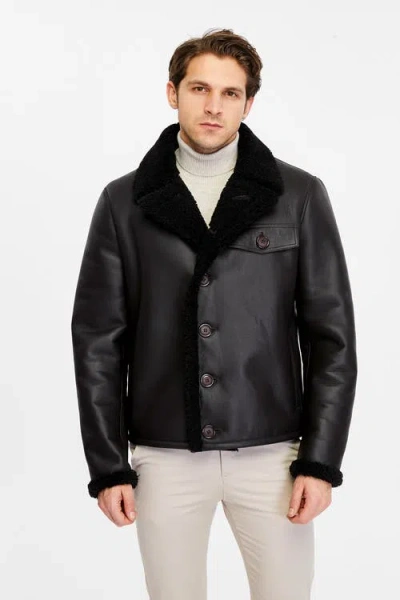 Furniq Uk Edward Shearling Jacket In Black