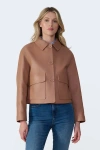 Furniq Uk Ella Leather Jacket In Brown
