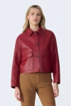 Furniq Uk Ella Leather Jacket In Burgundy