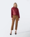 Furniq Uk Ella Leather Jacket In Burgundy