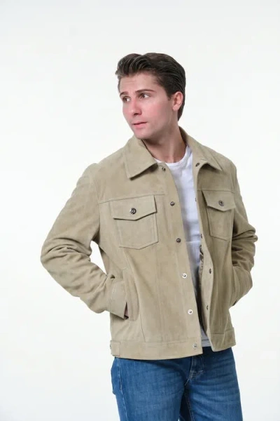 Furniq Uk Enzo Suede Shirt Jacket In Green