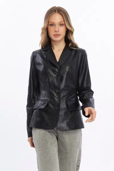 Furniq Uk Esther Leather Jacket In Black