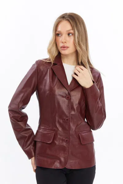 Furniq Uk Esther Leather Jacket In Brown