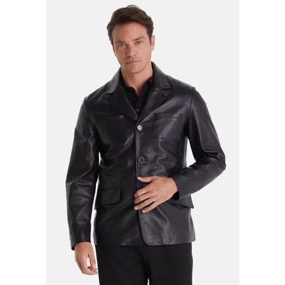 Furniq Uk Felix Leather Jacket In Black