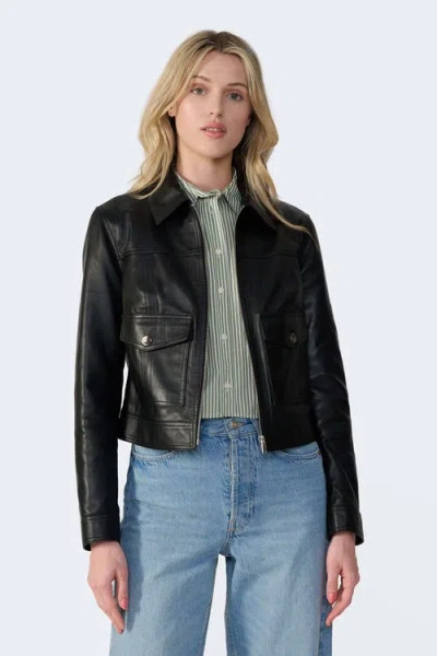 Furniq Uk Flora Leather Jacket In Black