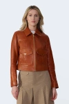 Furniq Uk Flora Leather Jacket In Burgundy