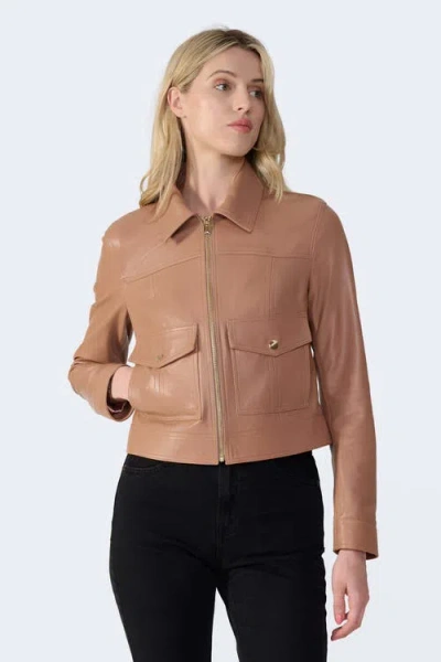 Furniq Uk Flora Leather Jacket In Brown