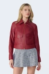 Furniq Uk Flora Leather Jacket In Burgundy