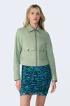 Furniq Uk Flora Leather Jacket In Green
