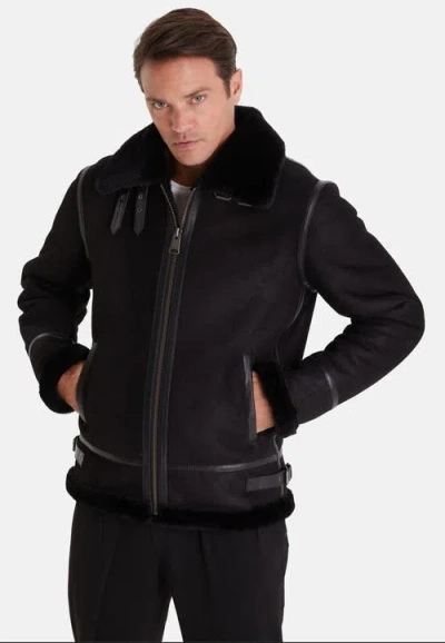 Furniq Uk Frederick Shearling Aviator Jacket In Black