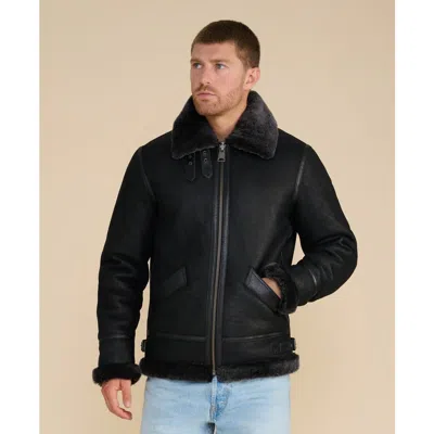 Furniq Uk Frederick Shearling Aviator Jacket In Black