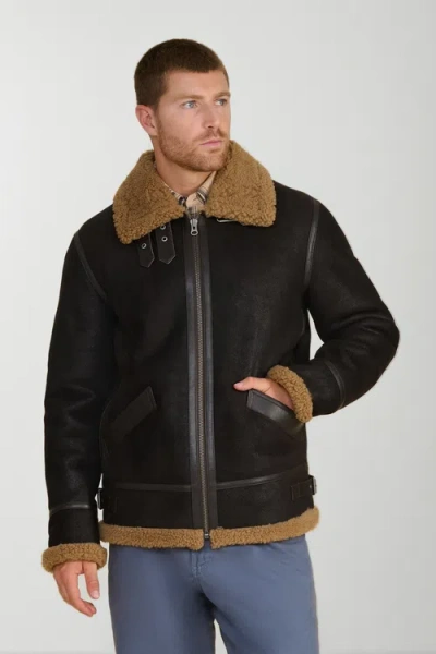 Furniq Uk Frederick Shearling Aviator Jacket In Brown
