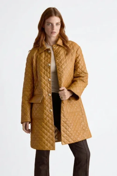 Furniq Uk Holland Quilted Leather Coat In Brown