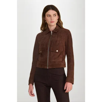Furniq Uk Isabella Suede Jacket In Brown