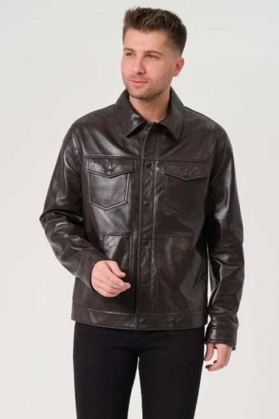 Furniq Uk Jude Leather Jacket In Brown