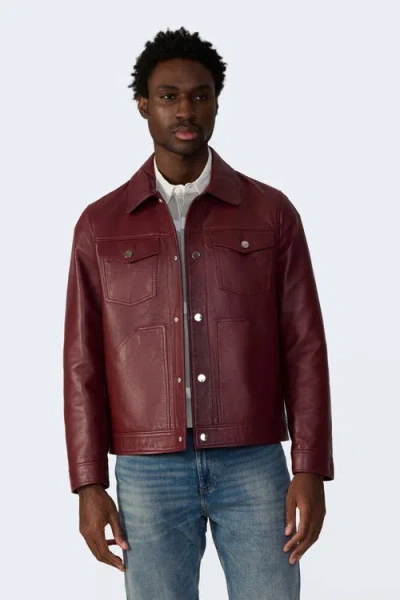 Furniq Uk Jude Leather Jacket In Burgundy